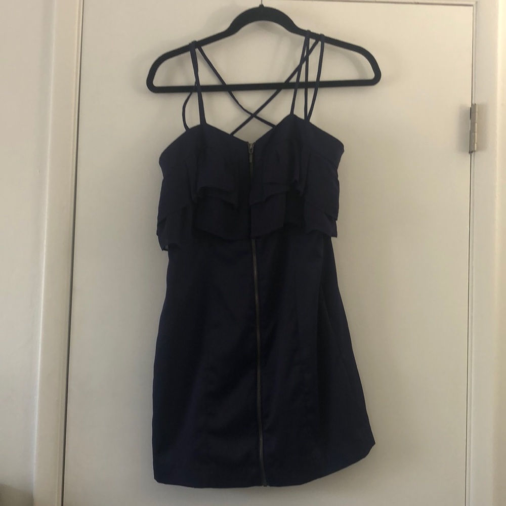 BCBG front Zipper ruffle dress